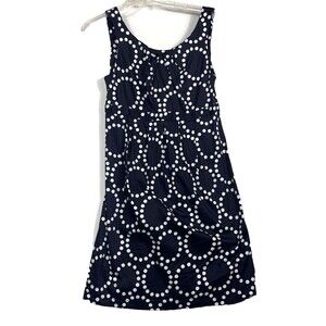 Motherhood Maternity Dress Womens Medium Blue Black Sleeveless Circle designs